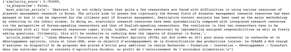French article similarity score